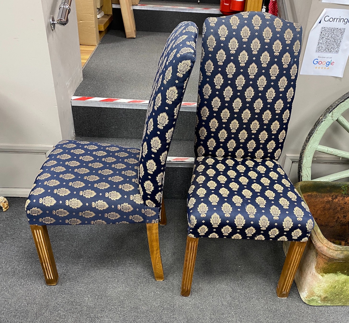 A set of eight reproduction upholstered dining chairs *Please note the sale commences at 9am.